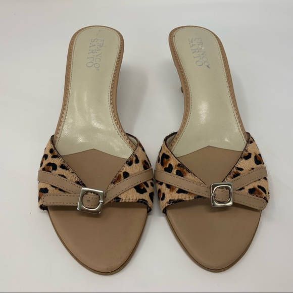 FRANCO SARTO Sandals Leather Leopard Print - Picture 2 of 8